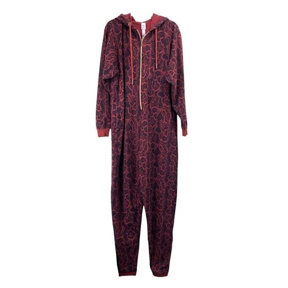 Savage X Fenty Sleep & Shine Hooded Jumpsuit Size S in Red Cocoa - Picture 2 of 12